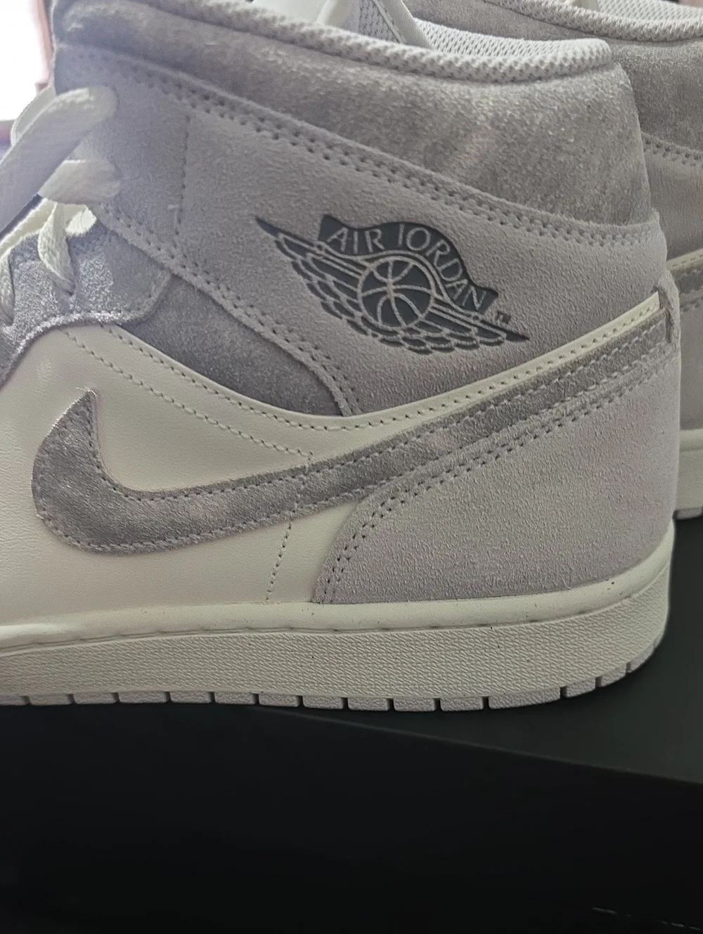 Jordan High Top Sneakers - White & Light Gray Suede